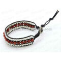 Amizade 8mm Pedra Vermelha Round Beads Wrap Pulseiras